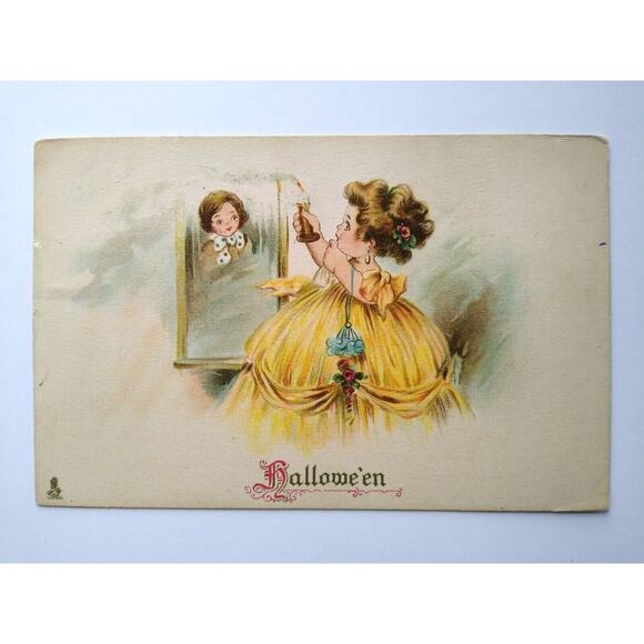 Victorian Halloween Postcard Tucks 803 Children Original 1914 Providence RI - Picture 2 of 4